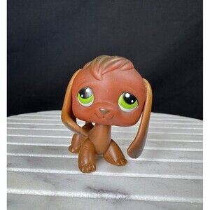 LPS Brown Beagle Dog #77 Authentic Littlest Pet Shop 2004 Green Eyes